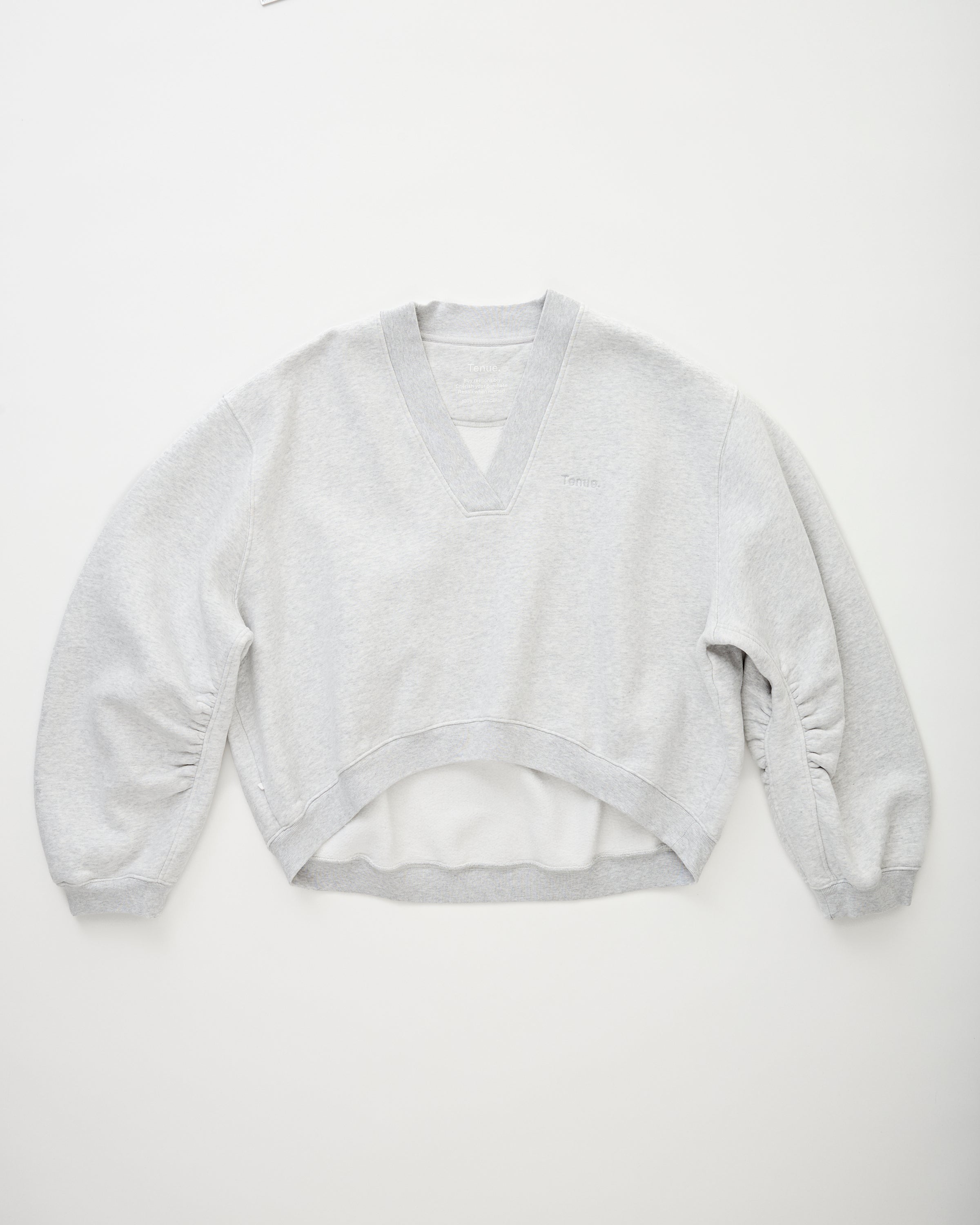 Quinn V-Neck Sweat Light Grey Melange