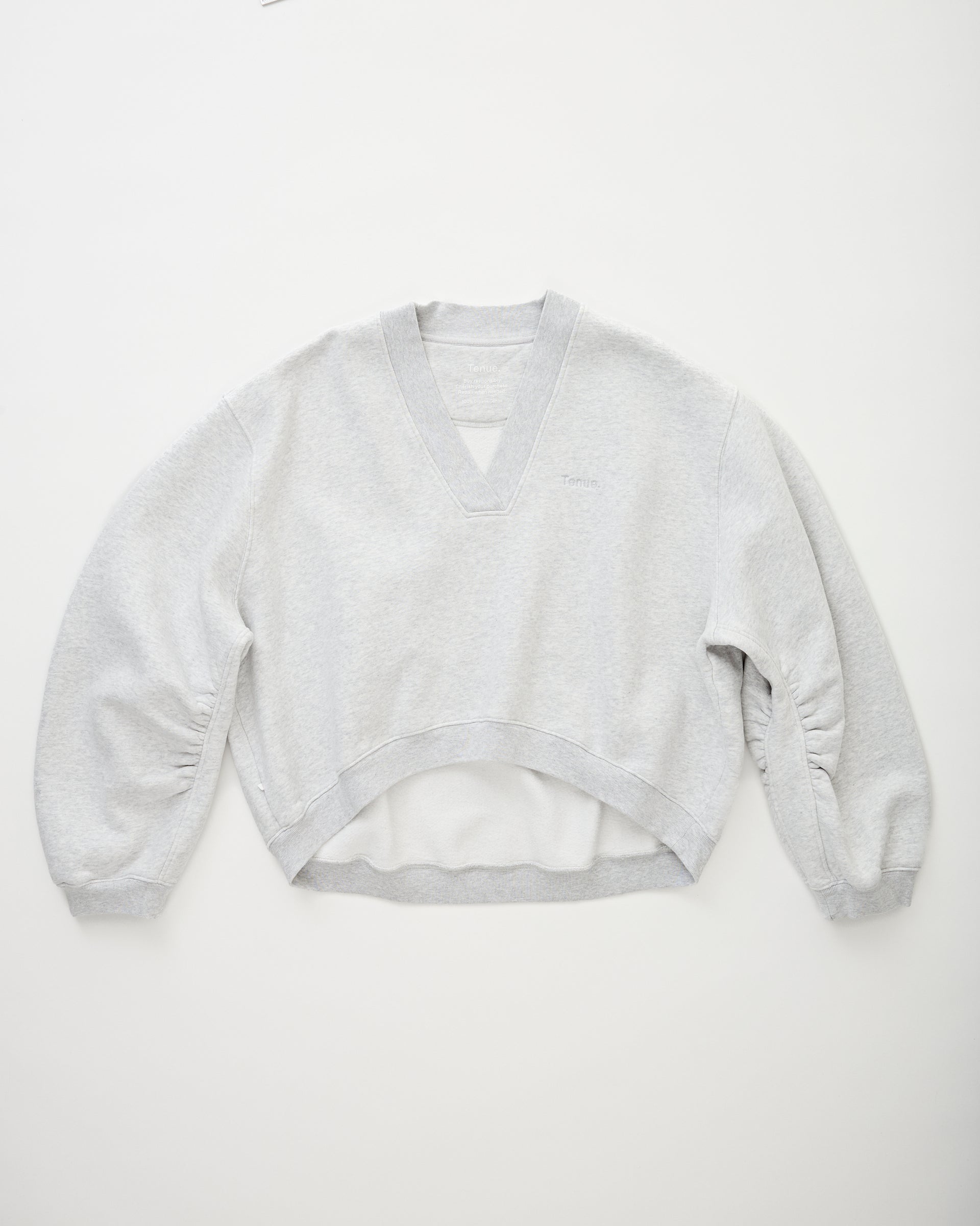 Quinn V-Neck Sweat Light Grey Melange